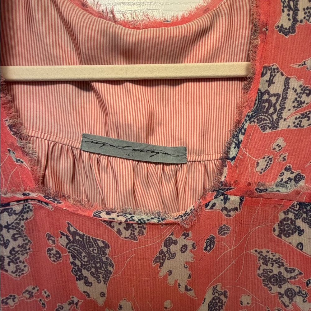 Raquel Allegra Coral and Blue Patterned Dress